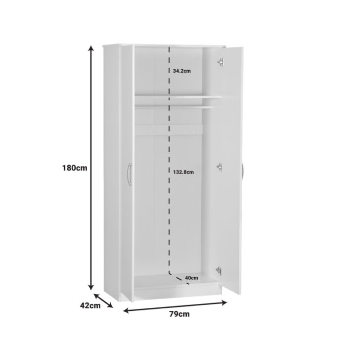 Ντουλάπα ρούχων δίφυλλη Zelia pakoworld σε sonoma-oak απόχρωση 79x42x180εκ-2