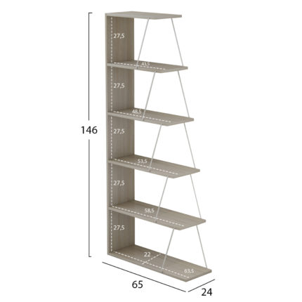 ΒΙΒΛΙΟΘΗΚΗ ΜΕΛΑΜΙΝΗΣ MINI TARS SONOMA ΛΕΥΚΟ HM2241.11 65x22-24x146Υεκ.-2