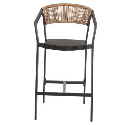 ΣΚΑΜΠΟ ΑΛΟΥΜΙΝΙΟΥ ΜΑΥΡΟ ΜΕ ΜΠΡΑΤΣΑ RATTAN & TEXTLINE 56x58x105Yεκ.HM5892.25-2