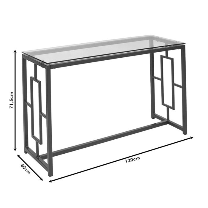 Κονσόλα Eccento pakoworld χρυσό-γυαλί 8mm 120x40x71.5εκ-3