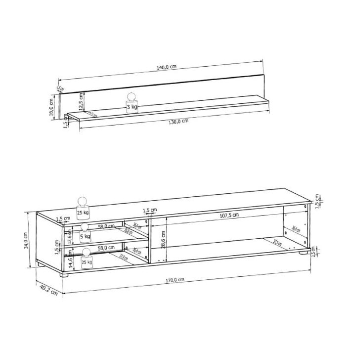 Σύνθετο σαλονιού Cool pakoworld χρώμα sonoma 263x40x190εκ-3