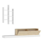 Έπιπλο τηλεόρασης Rumba pakoworld σε λευκή-oak απόχρωση 180x30x31εκ-2