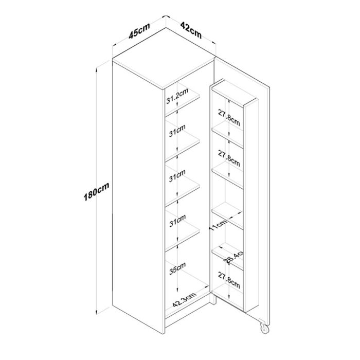 Ντουλάπα κουζίνας Amre pakoworld λευκό 45x42x180εκ-3