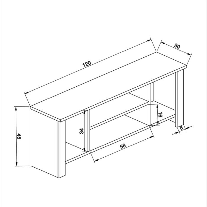 Έπιπλο τηλεόρασης Tserium pakoworld μελαμίνης λευκό 120x30x45εκ-2