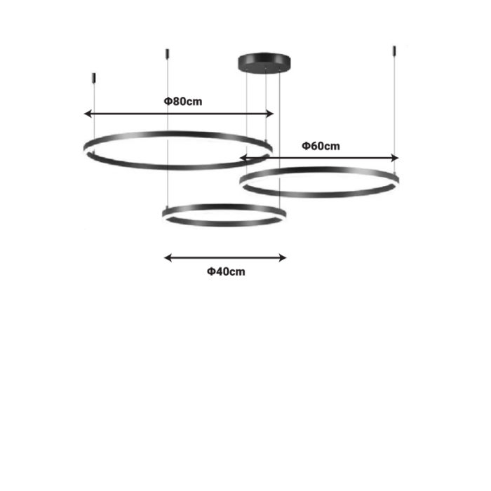 Φωτιστικό οροφής Premele pakoworld led μαύρο μέταλλο Φ120x150εκ