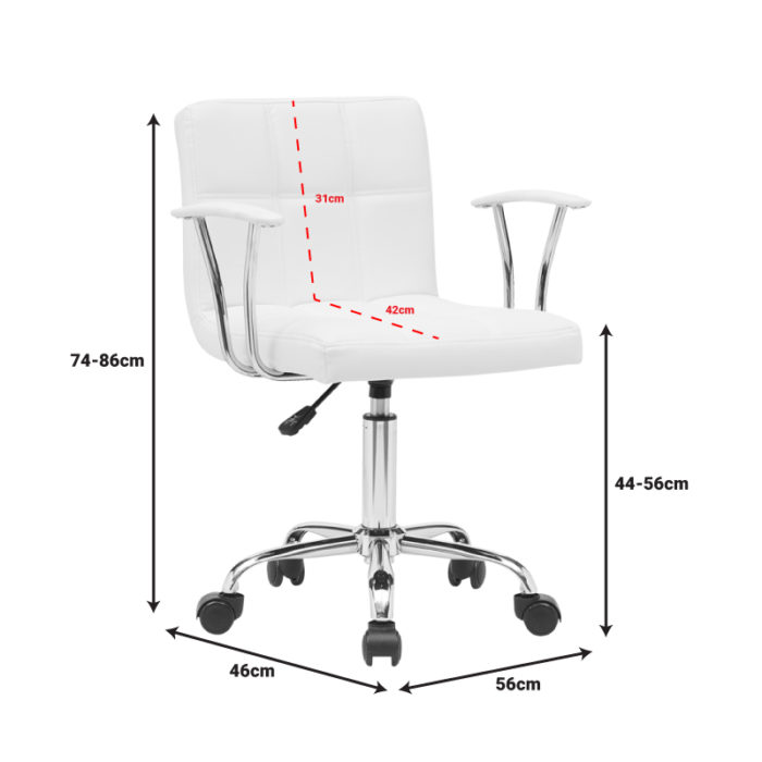 Καρέκλα γραφείου Buleco pakoworld pu σε λευκή απόχρωση 56x46x74-86εκ-4