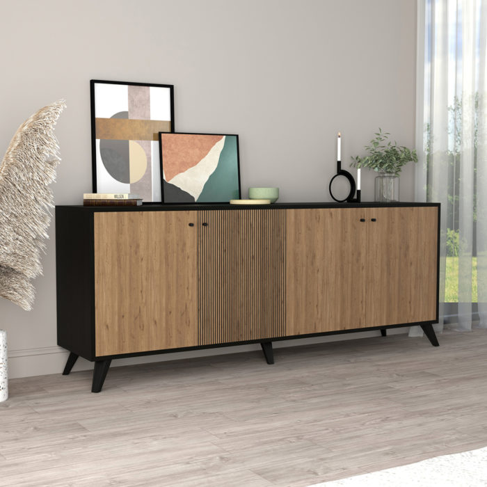 ΜΠΟΥΦΕΣ ΜΕΛΑΜΙΝΗΣ KRUDEN HM9446.11 ΜΑΥΡΟ-ΦΥΣΙΚΟ 180x40x78.6Υεκ.-3