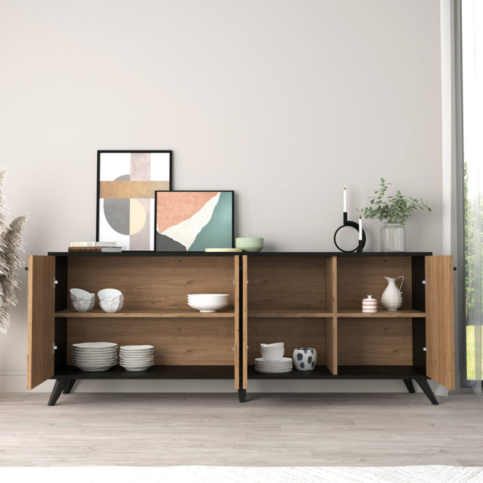 ΜΠΟΥΦΕΣ ΜΕΛΑΜΙΝΗΣ KRUDEN HM9446.11 ΜΑΥΡΟ-ΦΥΣΙΚΟ 180x40x78.6Υεκ.-5