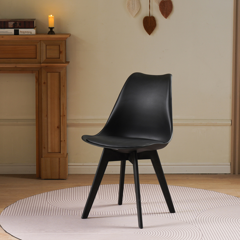 Καρέκλα Gaston I pakoworld PP-PU σε μαύρη απόχρωση 53.5x48.5x81