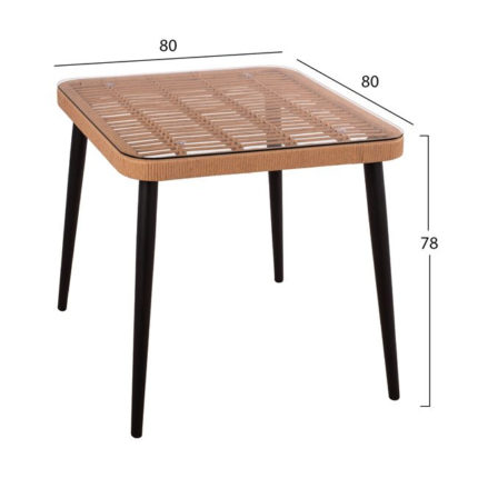 ΣΕΤ 3ΤΜΧ ALLEGRA WICKER ΜΕ ΤΡΑΠΕΖΙ 80X80Χ78Υ ΜΠΕΖ & ΜΑΥΡΟ ΧΡΩΜΑ HM10481-2