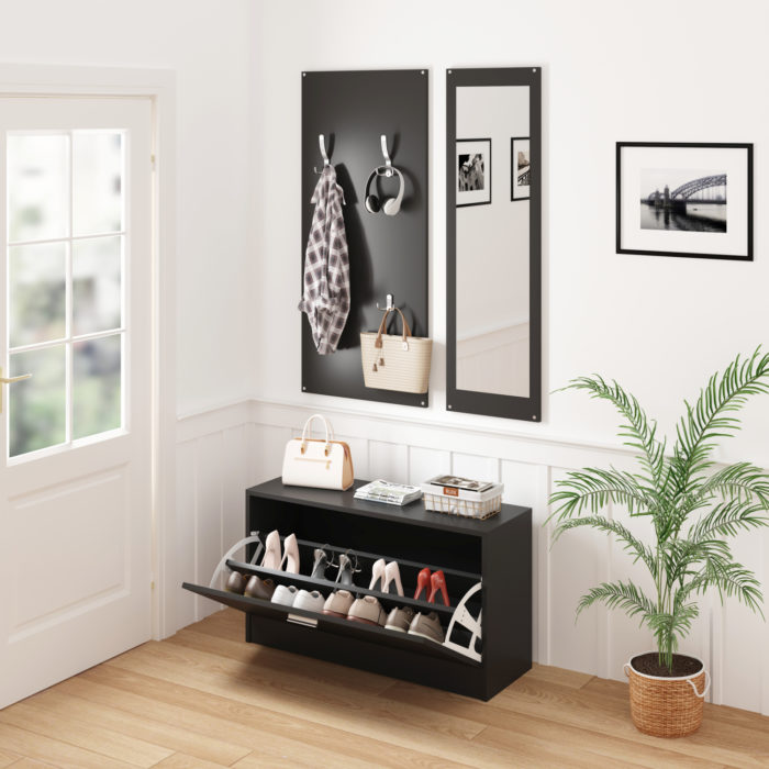 ΣΕΤ ΕΙΣΟΔΟΥ ΜΕ ΚΑΘΡΕΠΤΗ VERN HM2476.02 ΜΕΛΑΜΙΝΗ ΣΕ WENGE 80x27x175Υεκ-4