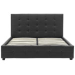 Κρεβάτι Roi pakoworld 160x200 PU μαύρο ματ + αποθηκευτικό χώρο-2