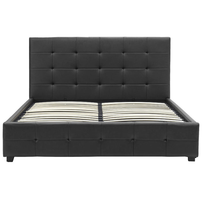 Κρεβάτι Roi pakoworld 160x200 PU μαύρο ματ + αποθηκευτικό χώρο-2
