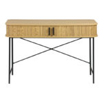 Κονσόλα Scandi pakoworld MDF/Metal σε φυσική απόχρωση με μεταλλικά μαύρα πόδια 120x60x76