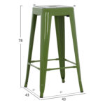 ΣΚΑΜΠΟ ΜΠΑΡ ΜΕΤΑΛΛΙΚΟ MELITA-PRO HM8642.53 ΣΕ LIGHT OLIVE GREEN 43x43x78Υεκ.-2