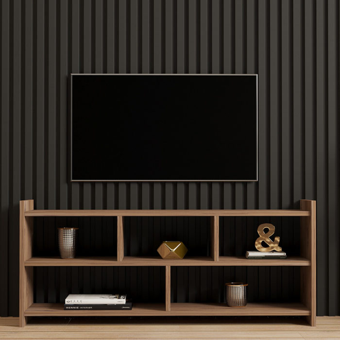 Έπιπλο τηλεόρασης Kapri pakoworld σε sonoma απόχρωση 120x28x55εκ-2