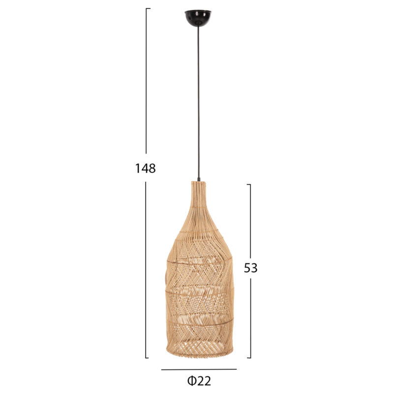 ΦΩΤΙΣΤΙΚΟ ΟΡΟΦΗΣ THEON HM7888 ΚΡΕΜΑΣΤΟ ΑΠΟ RATTAN ΣΕ ΦΥΣΙΚΟ ΧΡΩΜΑ Φ22x148Υ εκ.-2