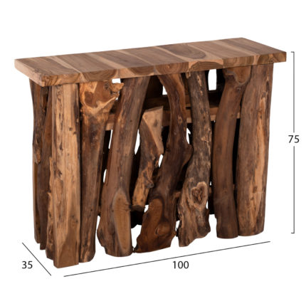 ΚΟΝΣΟΛΑ HM9336 ΑΠΟ ΜΑΣΙΦ ΞΥΛΟ ΤEAK ΦΥΣΙΚΟ 100X35X75Y εκ.-2