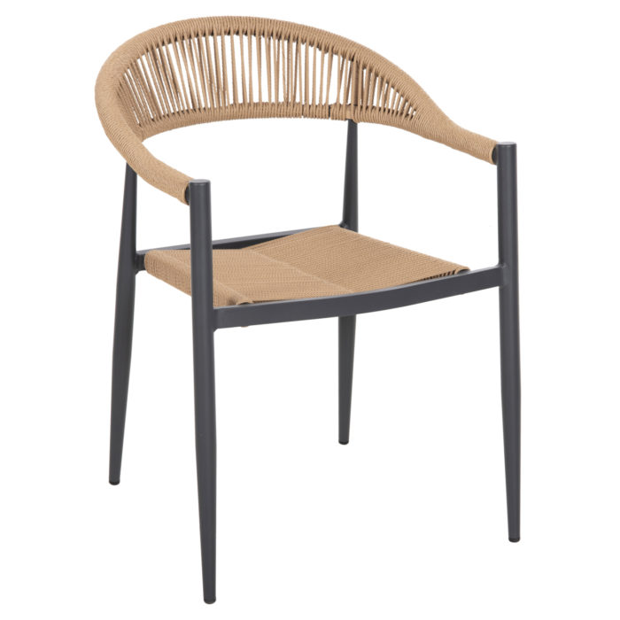 ΠΟΛΥΘΡΟΝΑ ΑΛΟΥΜΙΝΙΟΥ GRET HM5854.02 ΑΝΘΡΑΚΙ PΕ RATTAN ΜΠΕΖ 56x55