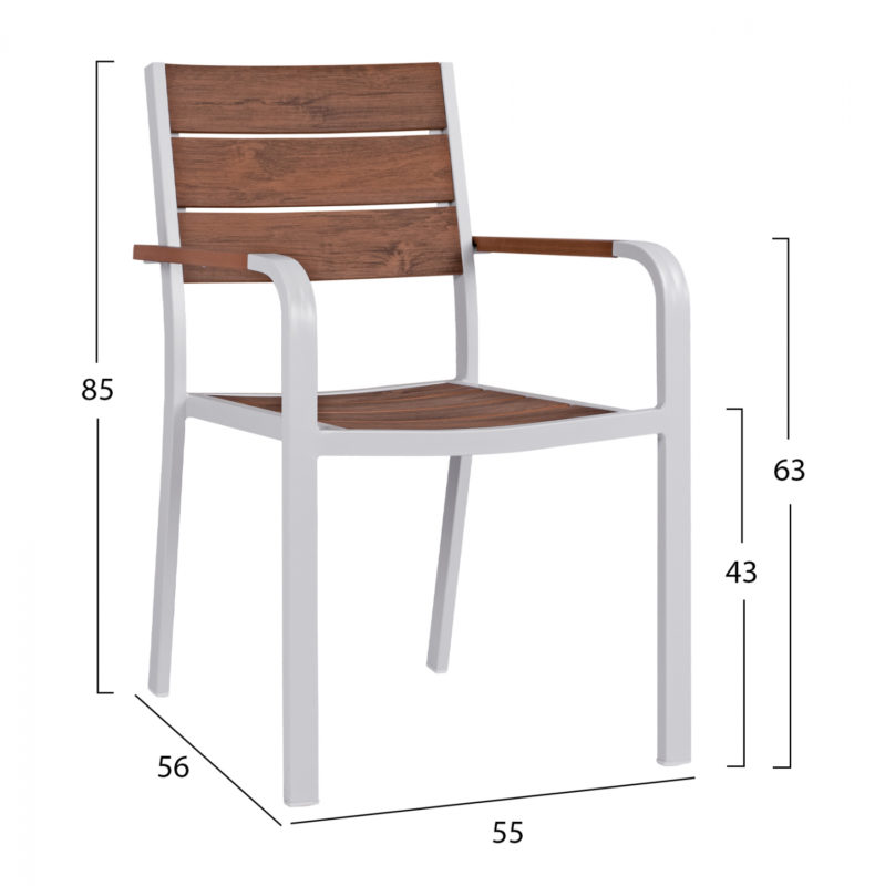 ΠΟΛΥΘΡΟΝΑ ΑΛΟΥΜΙΝΙΟΥ SAGA ΛΕΥΚΗ ΜΕ POLYWOOD HM5127.01 55x56x85Υ εκ.-2