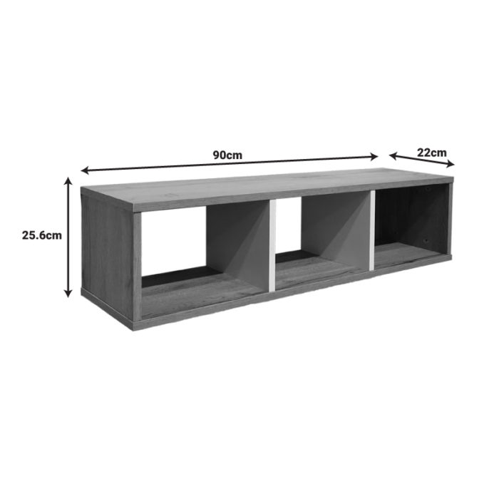 Ραφιέρα τοίχου Flevior pakoworld σε sonoma με λευκή απόχρωση 90x22x25.6εκ-2