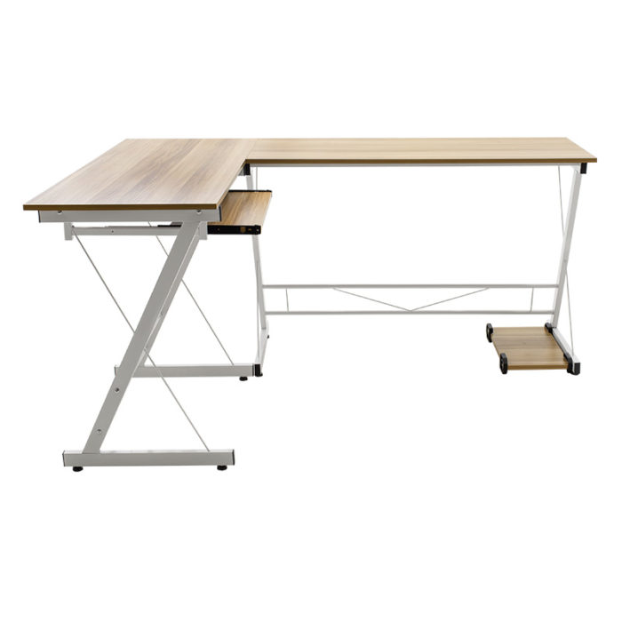 Γραφείο γωνιακό αναστρέψιμο Levi pakoworld-MDF χρώμα oak-λευκό 158x120x73εκ-2