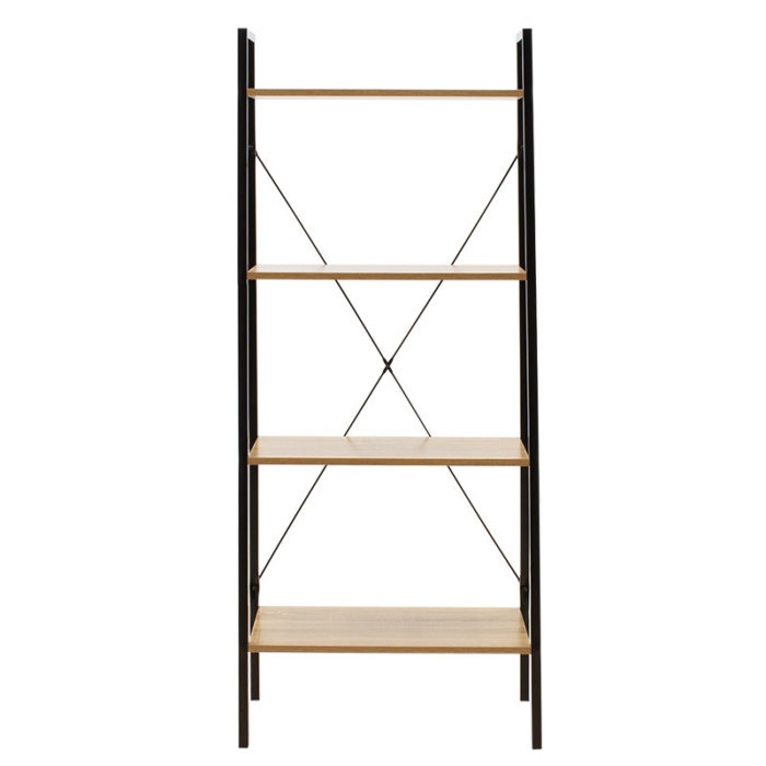 Βιβλιοθήκη- Ραφιέρα Ramon pakoworld φυσικό-μαύρο 60x23x145