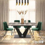 Τραπέζι Gordon pakoworld επεκτεινόμενο γκρι cement- πόδι μαύρο μέταλλο 160-200x90x75εκ