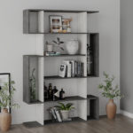 Βιβλιοθήκη MITO pakoworld σε χρώμα antique γκρι-λευκό 108.5x25.5x161εκ