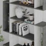 Βιβλιοθήκη MITO pakoworld σε χρώμα antique γκρι-λευκό 108.5x25.5x161εκ-2