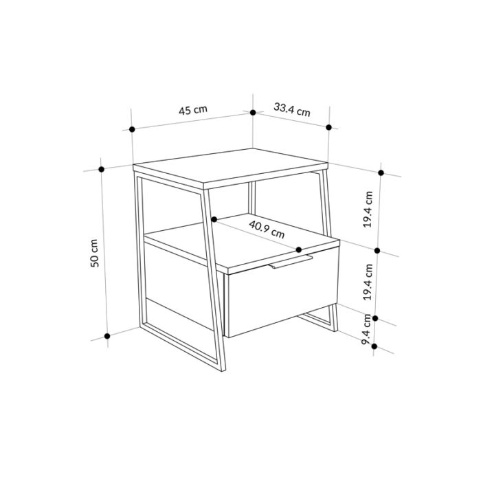 Κομοδίνο Johana pakoworld μαύρο-λευκό 45x40x50εκ-2