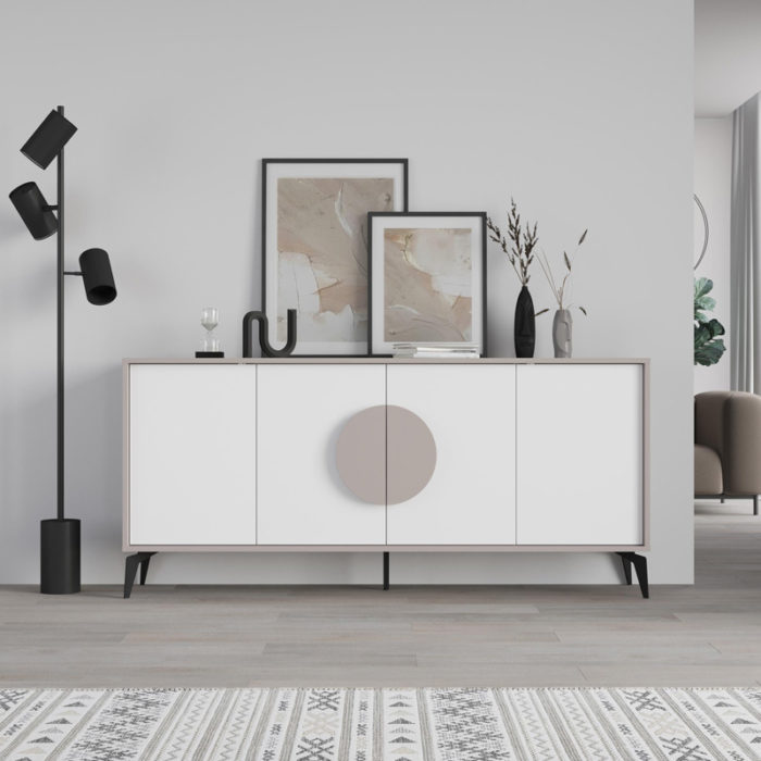 Μπουφές Gora pakoworld σε λευκή με μόκα απόχρωση  180x35.6x82εκ