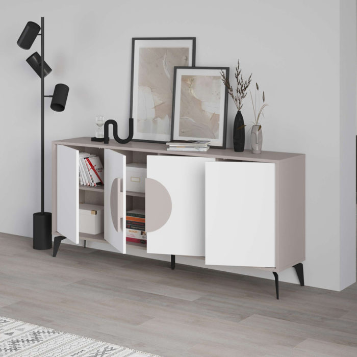 Μπουφές Gora pakoworld σε λευκή με μόκα απόχρωση  180x35.6x82εκ-2