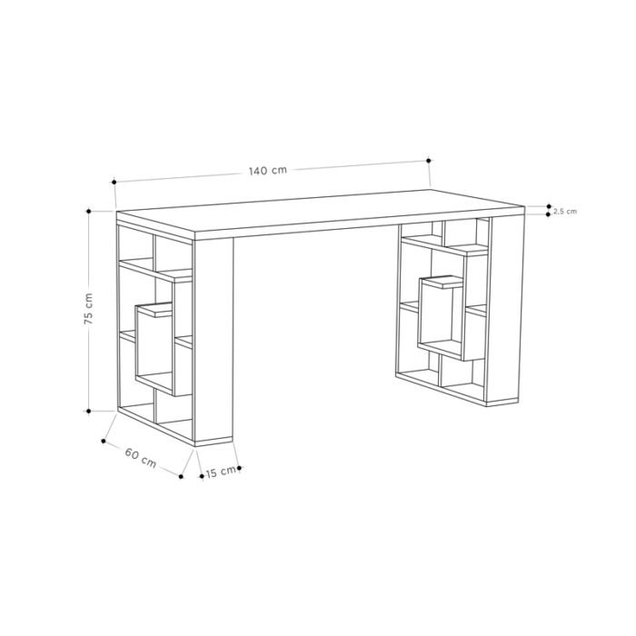 Γραφείο Labirent pakoworld χρώμα λευκό-μόκα 140x60x75εκ-2