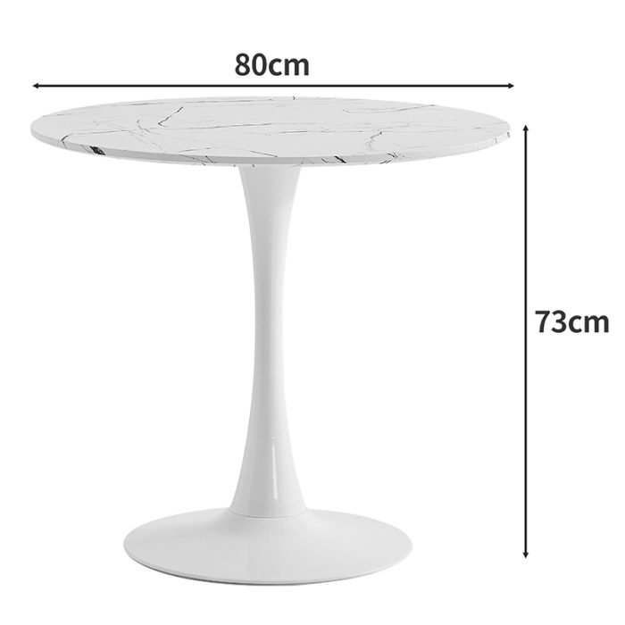 Τραπέζι Balou II pakoworld MDF σε λευκό μαρμάρου απόχρωση Φ80x75εκ-2