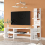 Σύνθετο σαλονιού Perla pakoworld σε λευκή απόχρωση 120x29.5x41