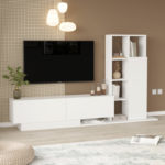 Σύνθετο σαλονιού Damon pakoworld σε λευκή απόχρωση 140x29.5x39.5εκ