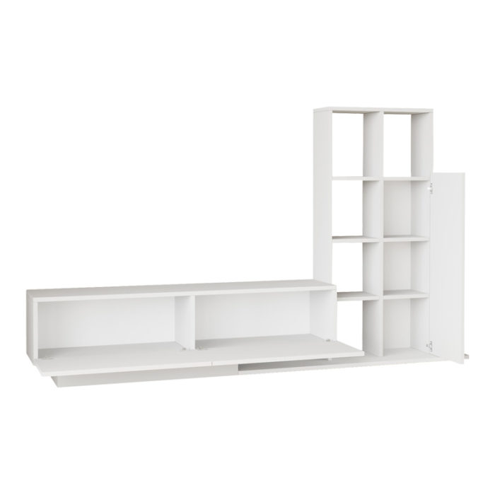 Σύνθετο σαλονιού Damon pakoworld σε λευκή απόχρωση 140x29.5x39.5εκ-2