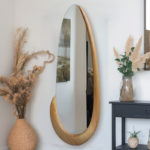 Καθρέπτης οβάλ Marly pakoworld mdf σε φυσική απόχρωση 50.5x4x127εκ