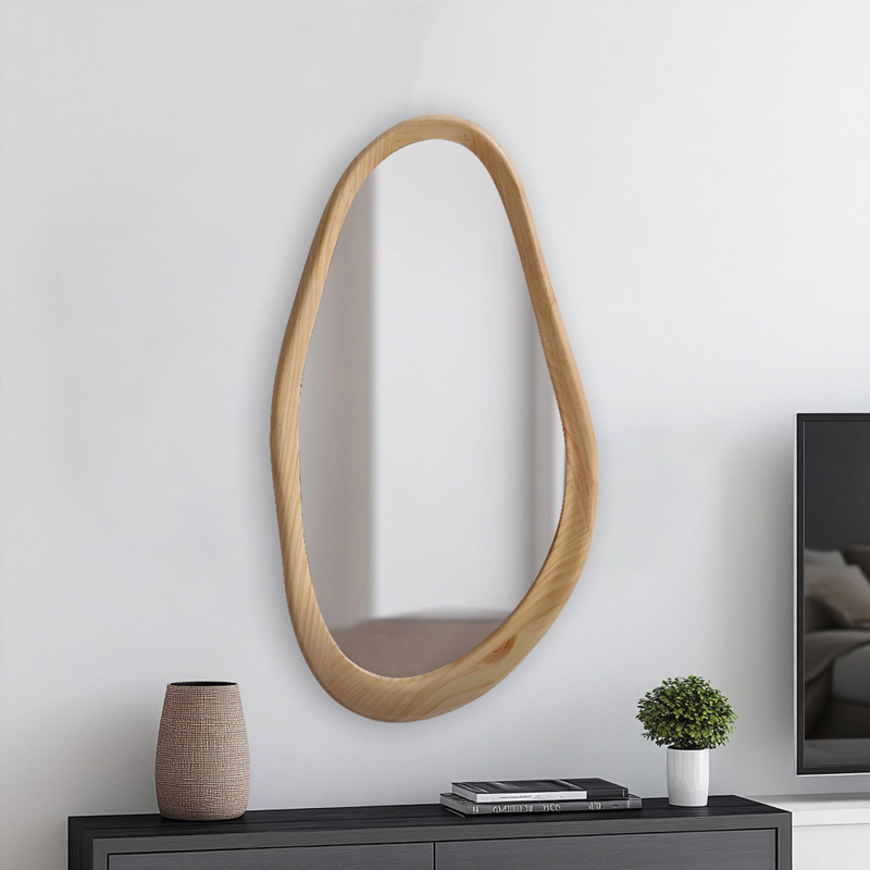 Καθρέπτης οβάλ Baloa pakoworld mdf σε φυσική απόχρωση 44x4x80εκ