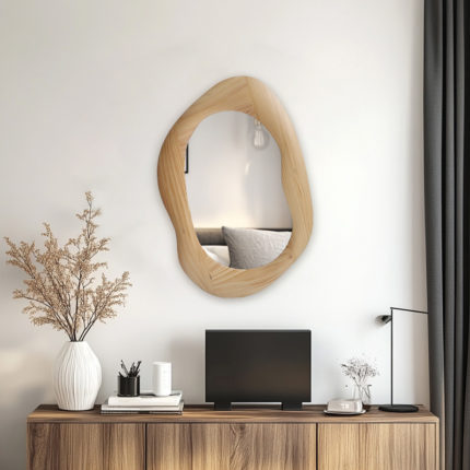 Καθρέπτης οβάλ Enola pakoworld mdf σε φυσική απόχρωση 54x2.5x80εκ