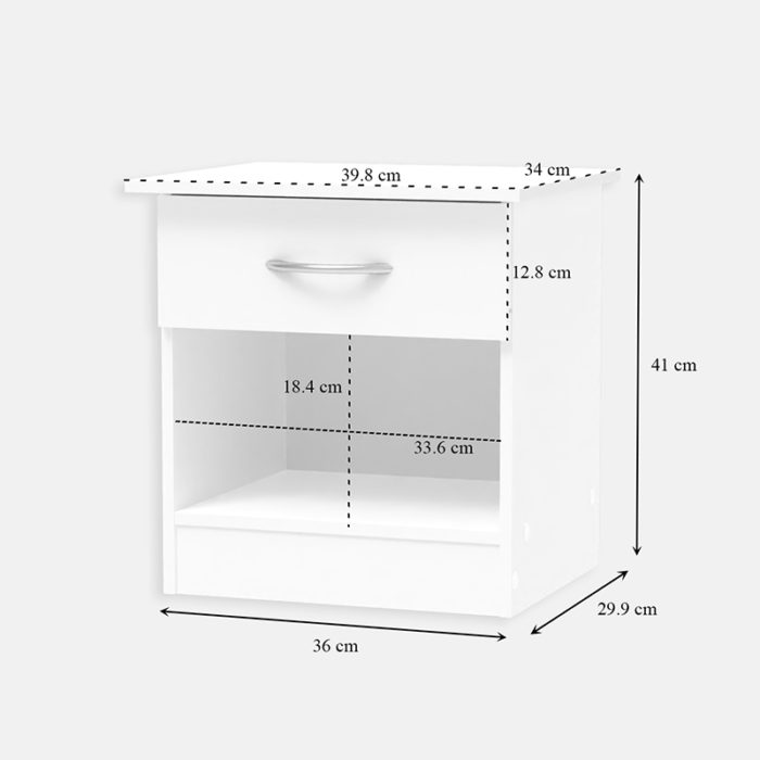 Κομοδίνο Kona pakoworld σε λευκή απόχρωση 40x34x42εκ-2