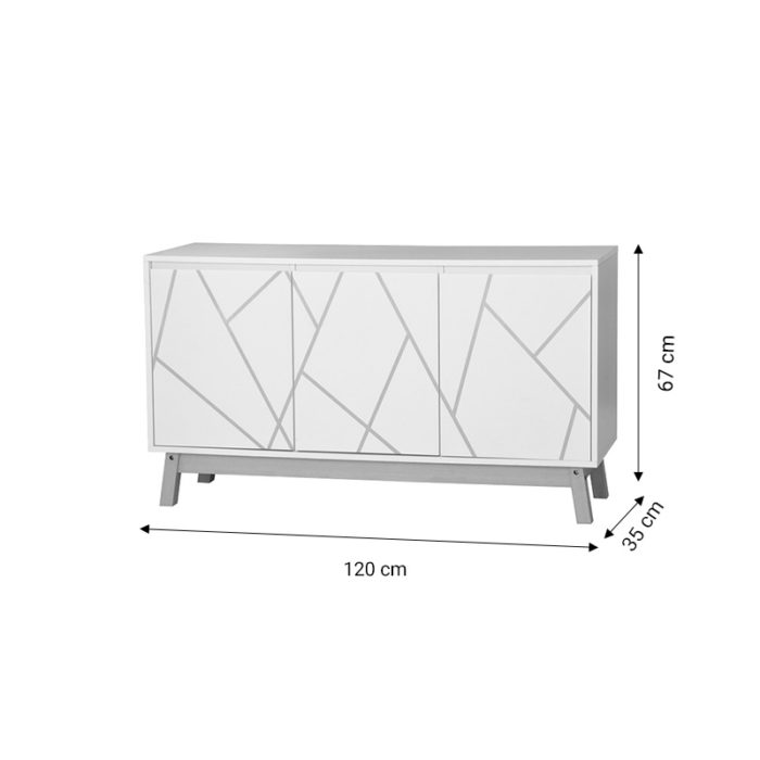 Μπουφές Aria pakoworld λευκό-φυσικό 120x35x67 εκ-2