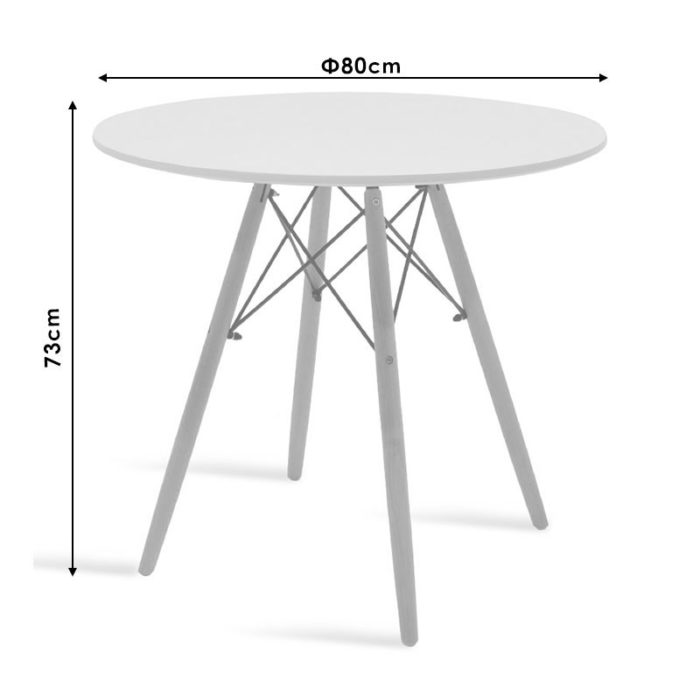 Τραπέζι Julita pakoworld MDF λευκό-πόδια φυσικό Φ80x73εκ-2