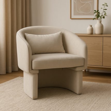 Πολυθρόνα Playmob pakoworld ύφασμα σε μπεζ απόχρωση 69x65x79εκ