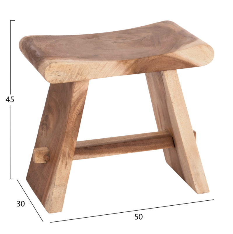 ΒΟΗΘΗΤΙΚΟ ΣΚΑΜΠΟ SADEL HM18294 ΞΥΛΟ SUAR--ΦΥΣΙΚΟ 50x30x45Υεκ.-2