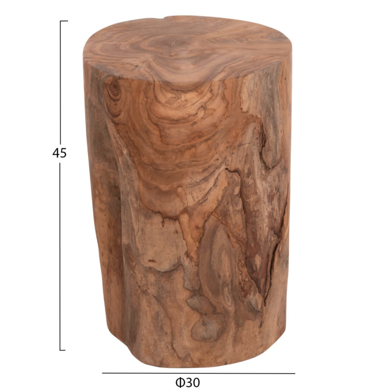 ΒΟΗΘΗΤΙΚΟ ΤΡΑΠΕΖΑΚΙ/ΣΚΑΜΠΟ TRONCO HM9374.21 ΞΥΛΟ TEAK--ΦΥΣΙΚΟ Φ30x45Υεκ.-2
