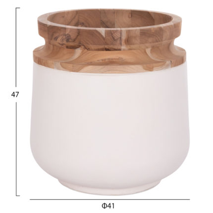 ΔΙΑΚΟΣΜΗΤΙΚΟ ΒΑΖΟ ΔΑΠΕΔΟΥ LINTER HM4662.02L FIBER CEMENT ΛΕΥΚΟ--ΞΥΛΟ ΤΕΑΚ Φ41x47Υεκ.-2