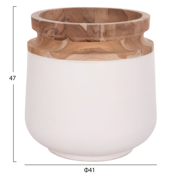 ΔΙΑΚΟΣΜΗΤΙΚΟ ΒΑΖΟ ΔΑΠΕΔΟΥ LINTER HM4662.02L FIBER CEMENT ΛΕΥΚΟ--ΞΥΛΟ ΤΕΑΚ Φ41x47Υεκ.-2