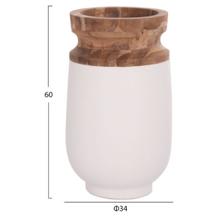 ΔΙΑΚΟΣΜΗΤΙΚΟ ΒΑΖΟ ΔΑΠΕΔΟΥ LINTER HM4662.02S FIBER CEMENT ΛΕΥΚΟ--ΞΥΛΟ ΤΕΑΚ Φ34x60Υεκ.-2